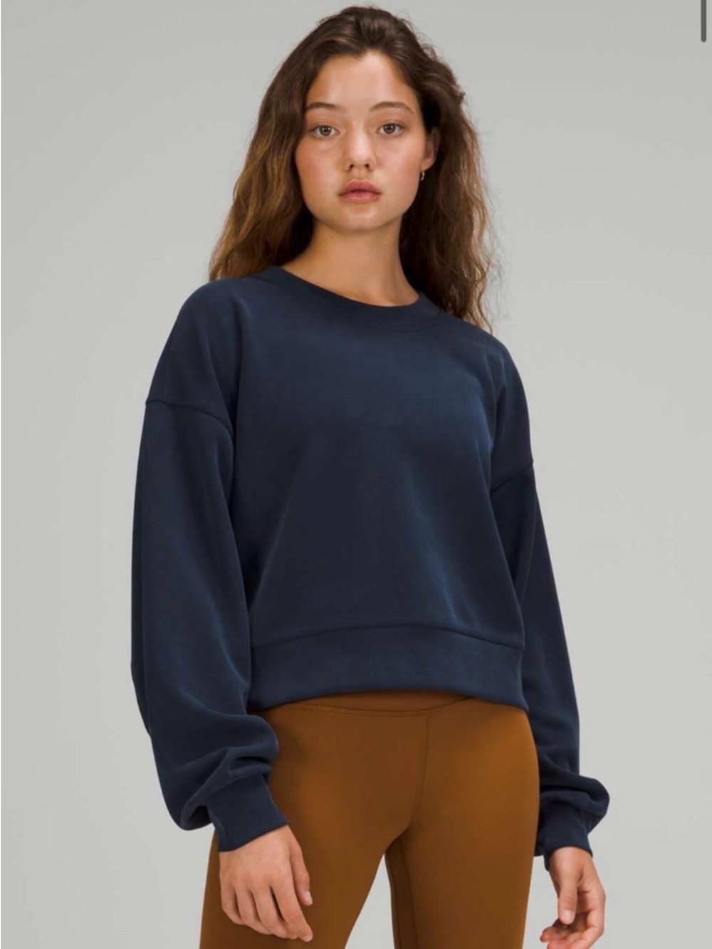 Lululemon Perfectly Oversized Cropped Crew *Softstreme™ True Navy Size 4
